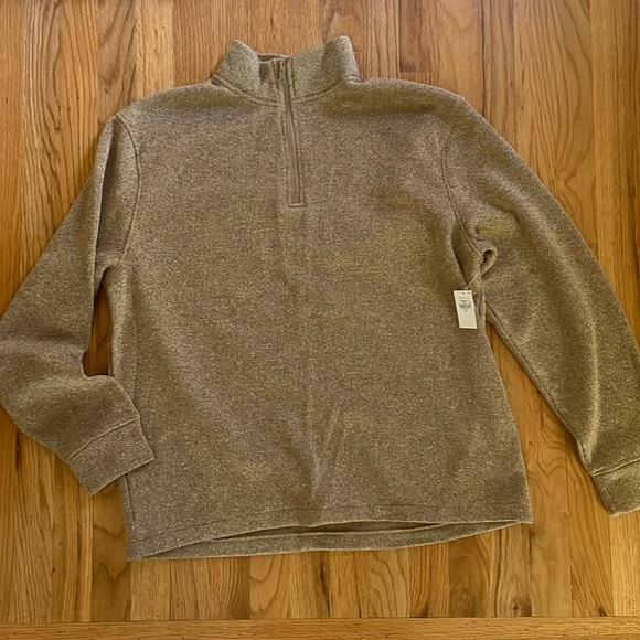 New Old Navy Sweater Fleece Sweatshirt Mock Collar Quarter Zip Men XL Tan - Picture 1 of 6